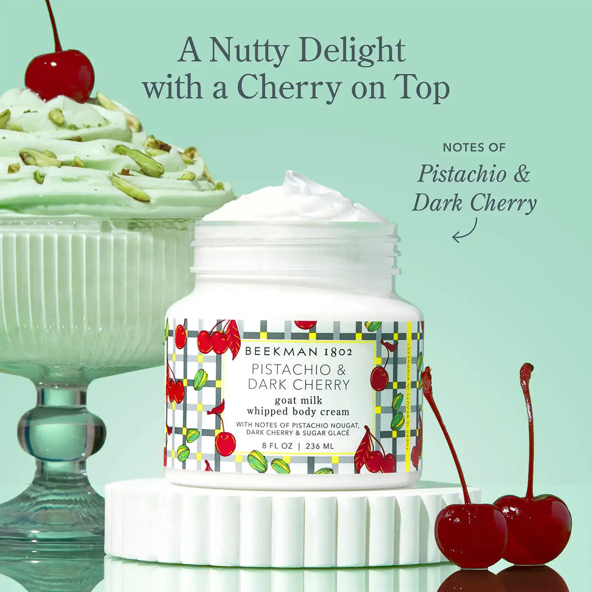 Pistachio & Dark Cherry Whipped Body Cream