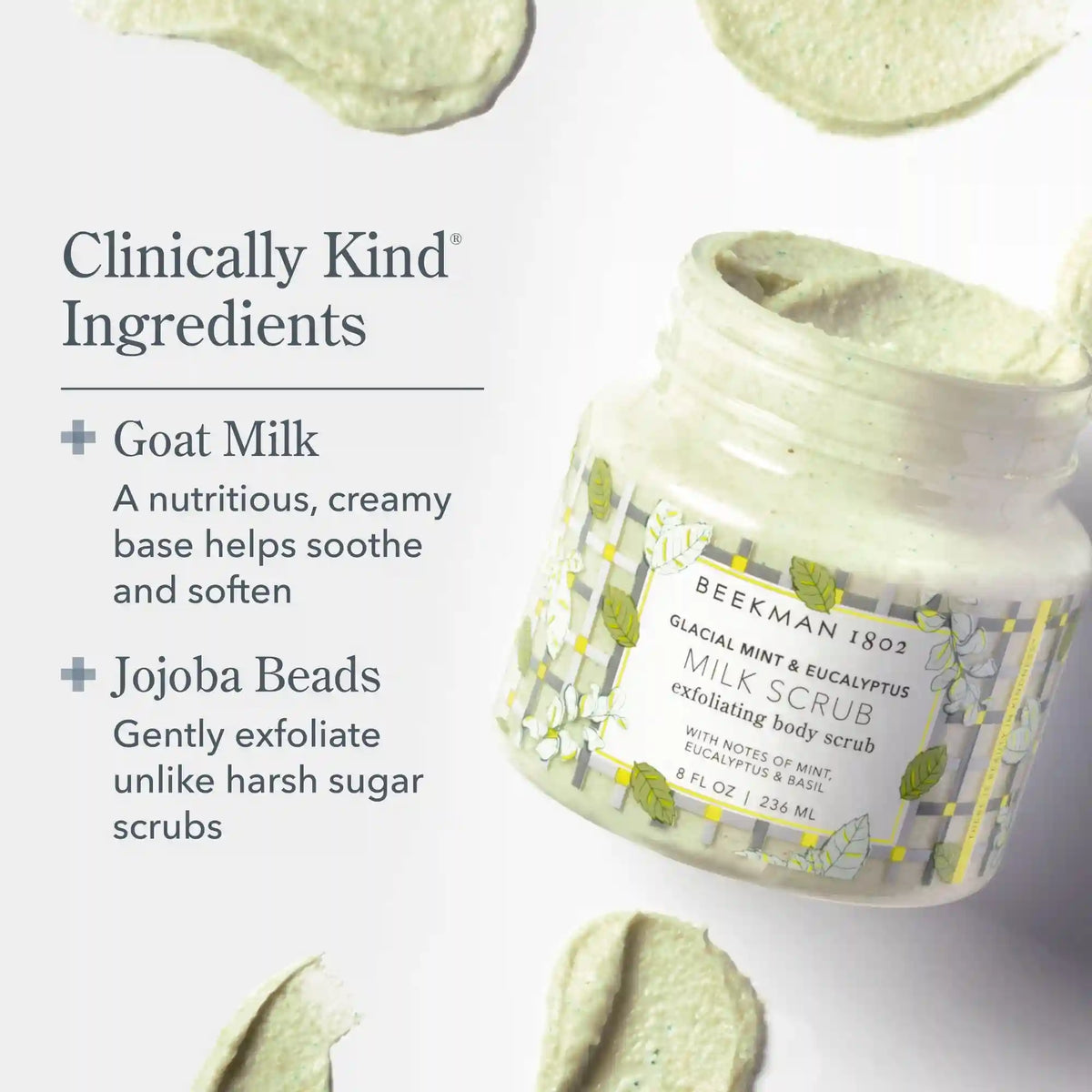 Glacial Mint & Eucalyptus Milk Scrub Oat & Goat Milk Exfoliating Body Polish